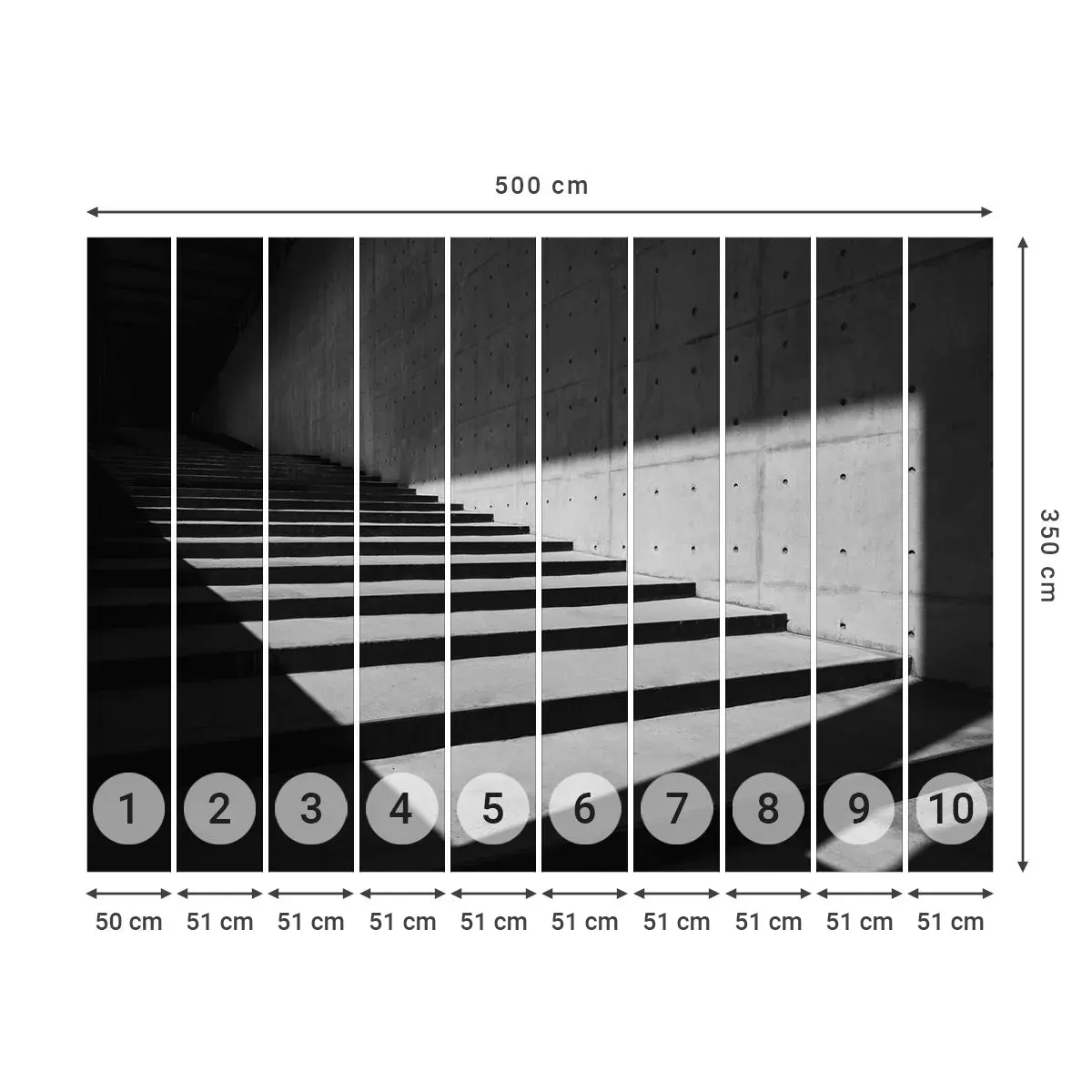 Selbstklebende Fototapete Deluxe Sticker - Rohe Schönheit des Modernismus - Industriell, Die Architektur, Treppe - 500x350 cm