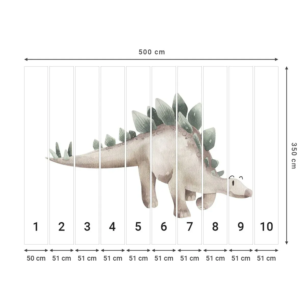 Papier Peint Autocollant Deluxe Sticker - Votre ami - Dinosaure, Enfants, stégosaure - 500x350 cm