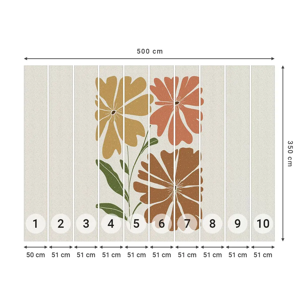 Selbstklebende Fototapete Deluxe Sticker - Natur und Geometrie - Boho, Blumen, Minimalismus - 500x350 cm