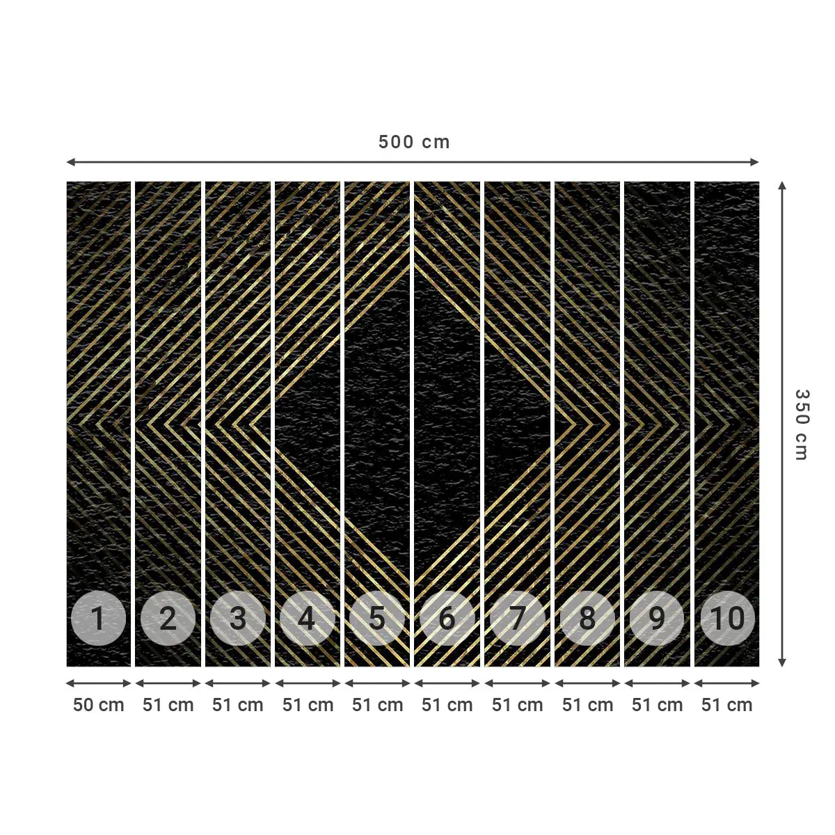 Zelfklevend Fotobehang Deluxe Sticker - Geometrie in glamoureuze stijl - Art-deco, Modern, Glamour - 500x350 cm