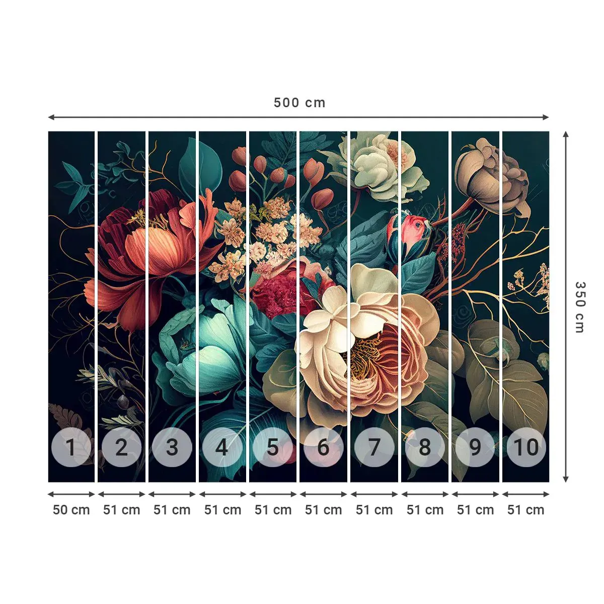 Självhäftande Fototapet Deluxe Sticker - Charm från 1800-talet - Blommor, Shabby Chic, Klassisk - 500x350 cm