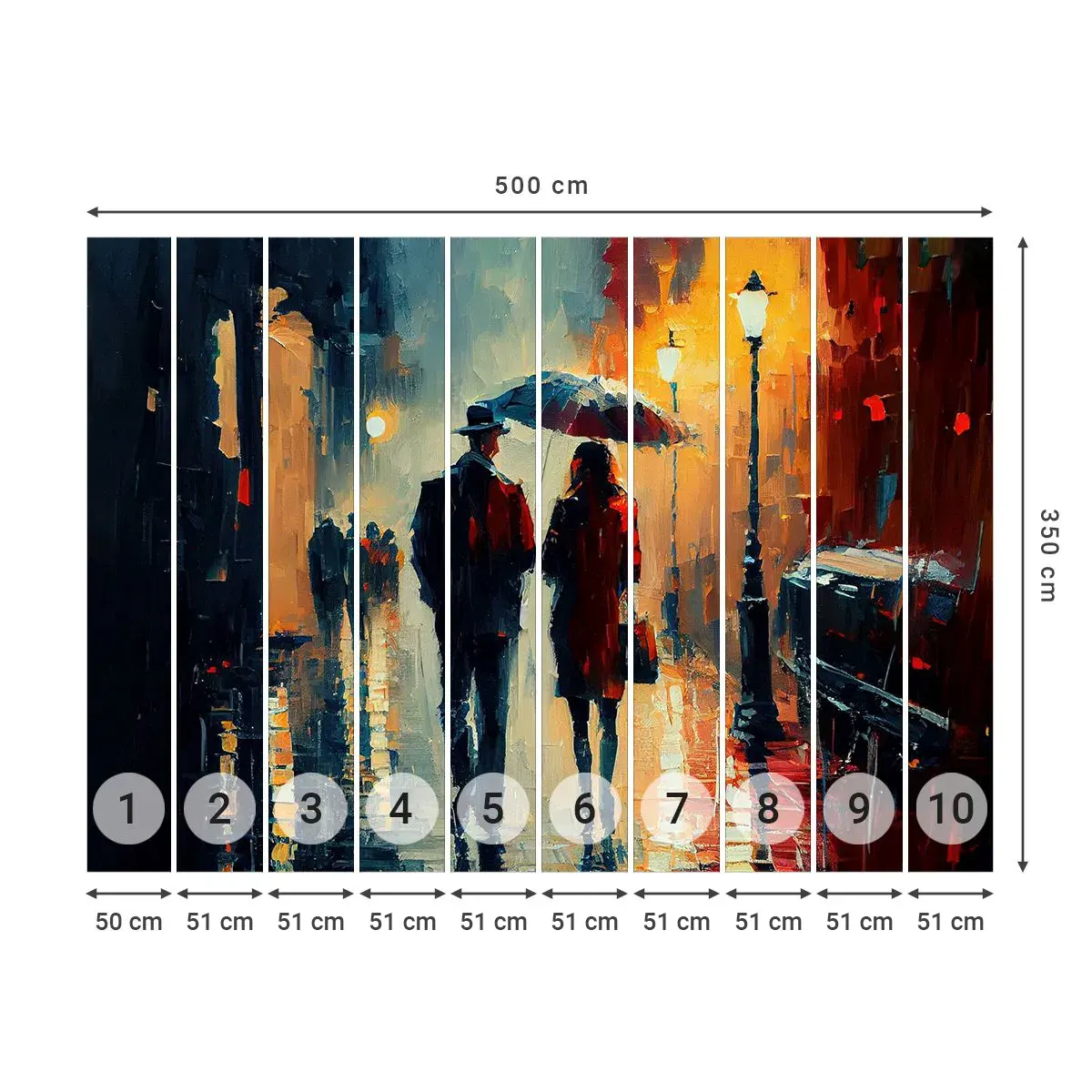 Fotomural Autadhesivo Deluxe Sticker - Historia de amor urbana - Romanticismo, Pareja, Paisaje - 500x350 cm