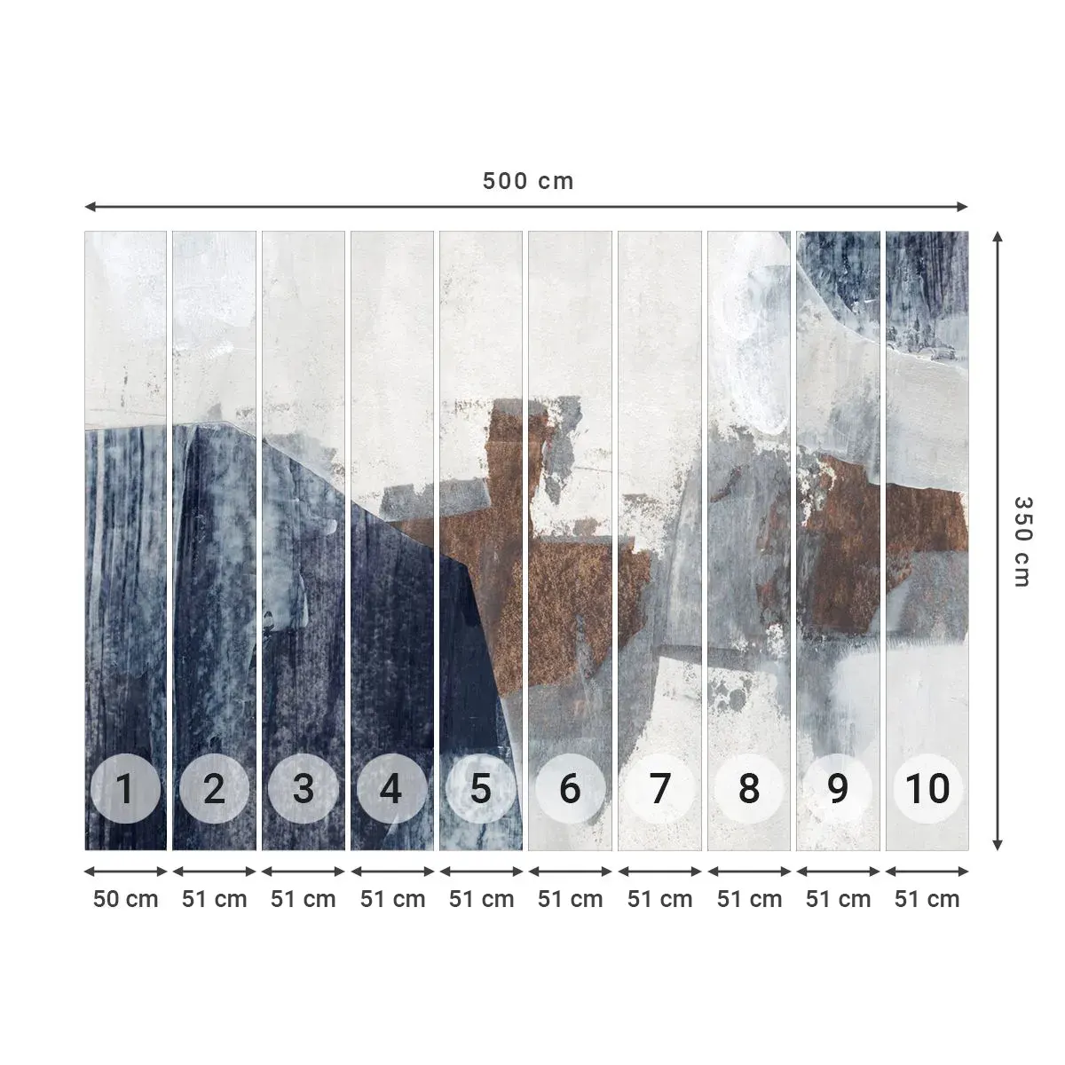 Selbstklebende Fototapete Deluxe Sticker - Blaue und braune Formen - Stück, Abstraktion, Minimalismus - 500x350 cm