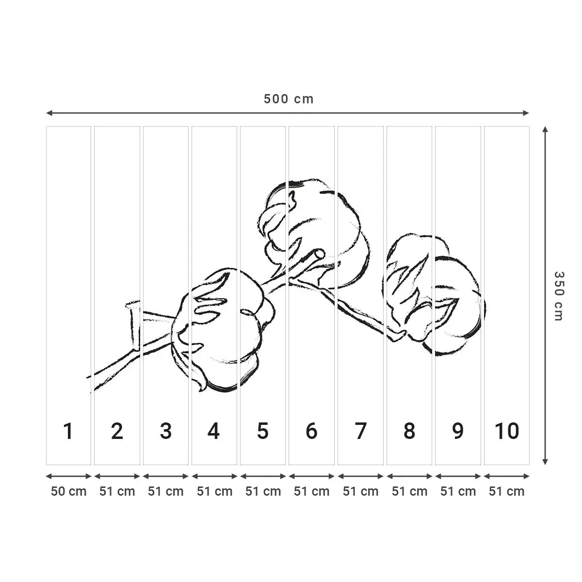 Fotomurali Autoadesivo Deluxe Sticker - Piumino di cotone - cotone, Minimalismo, Contorno - 500x350 cm