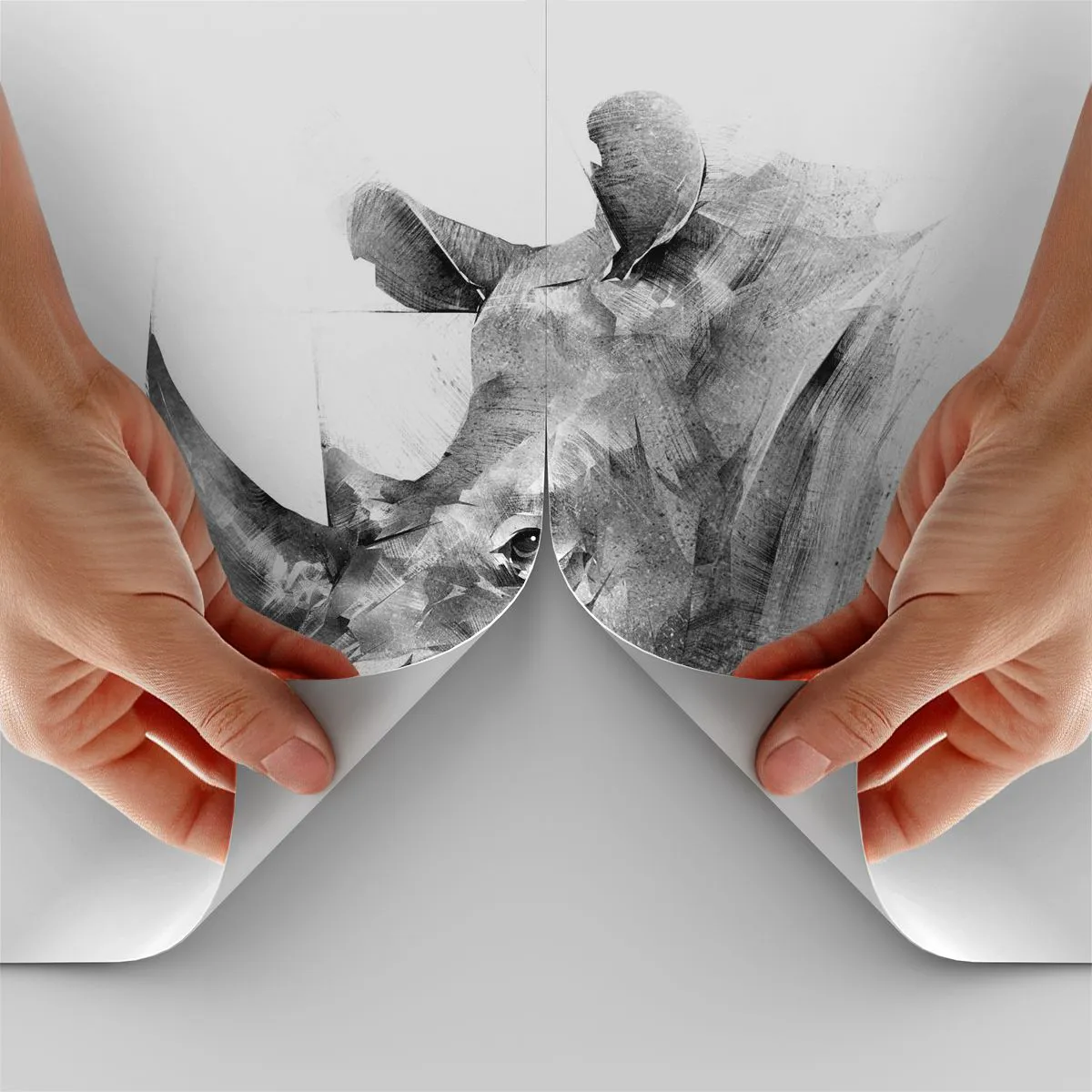 Fototapet Standard Eco - Afrikansk porträtt - Abstraktion, Noshörning, Djur - 400x280 cm