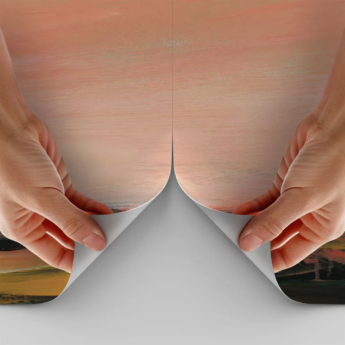 Fototapeta Standard Eco - Malebné panorama polí ve světle zapadajícího slunce - 100x70cm - V růžových tónech - Moderní nástěnná dekorace do obývacího pokoje a ložnice ARTTOR