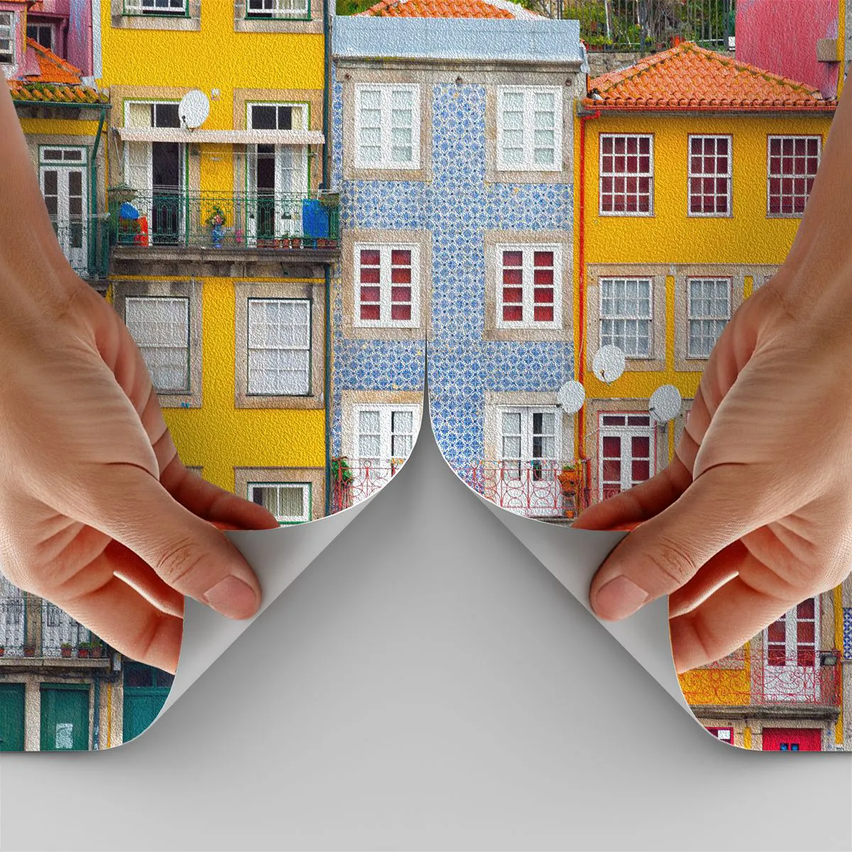 Fotótapéta Premium Sand - Az óváros színei - Város, Porto, Építészet - 250x175 cm