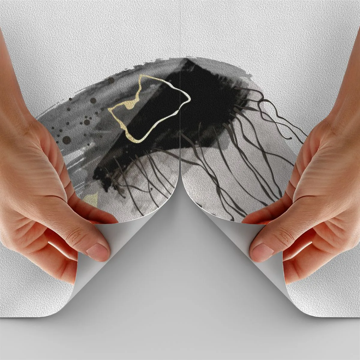 Photo Wallpaper Premium Sand - In Black and Gold - Abstraction, Piece, Graphics - 100x70 cm