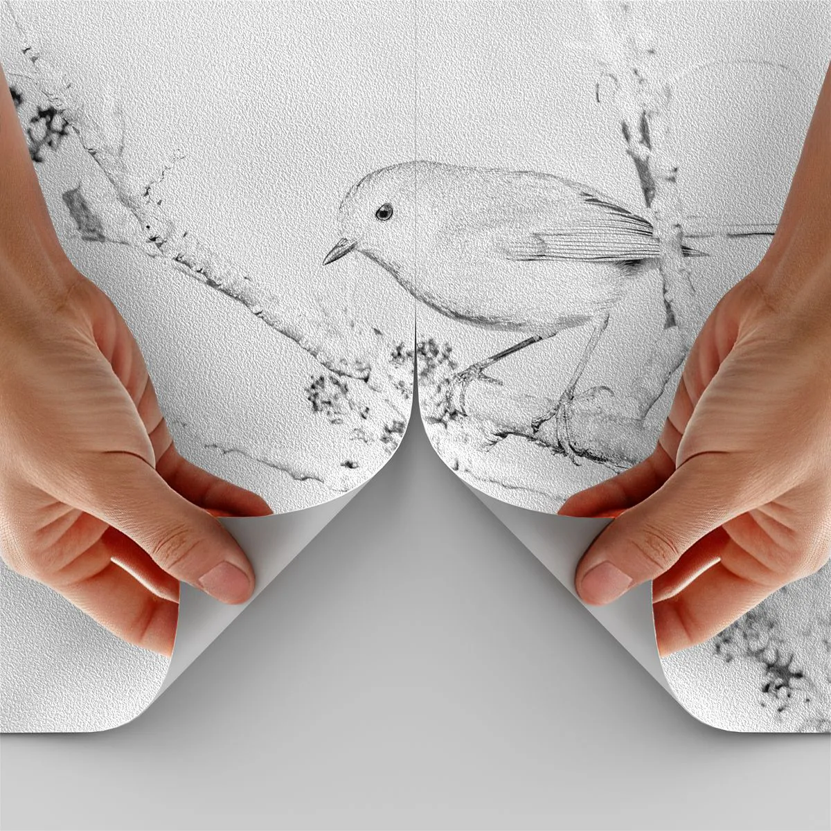 Photo Wallpaper Premium Sand - Winter Morning - Bright, Bird, Nature - 100x70 cm