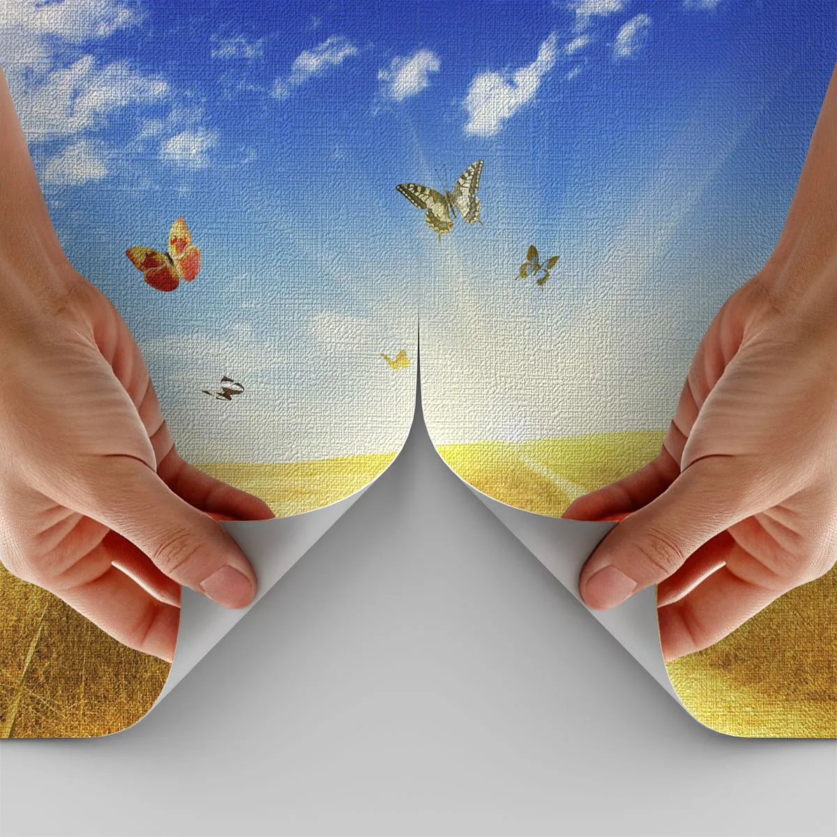 Maßgeschneiderte Fototapete Premium Canvas - Und wie kann man den Sommer nicht lieben? - Landschaft, Schmetterlinge, Natur