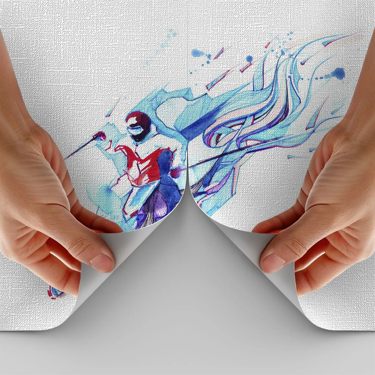 Papier Peint Photo Premium Canvas - Cavalier abstrait aux couleurs dynamiques - 100x70cm - Ruée folle vers la joie - Décoration murale moderne pour le salon et la chambre ARTTOR