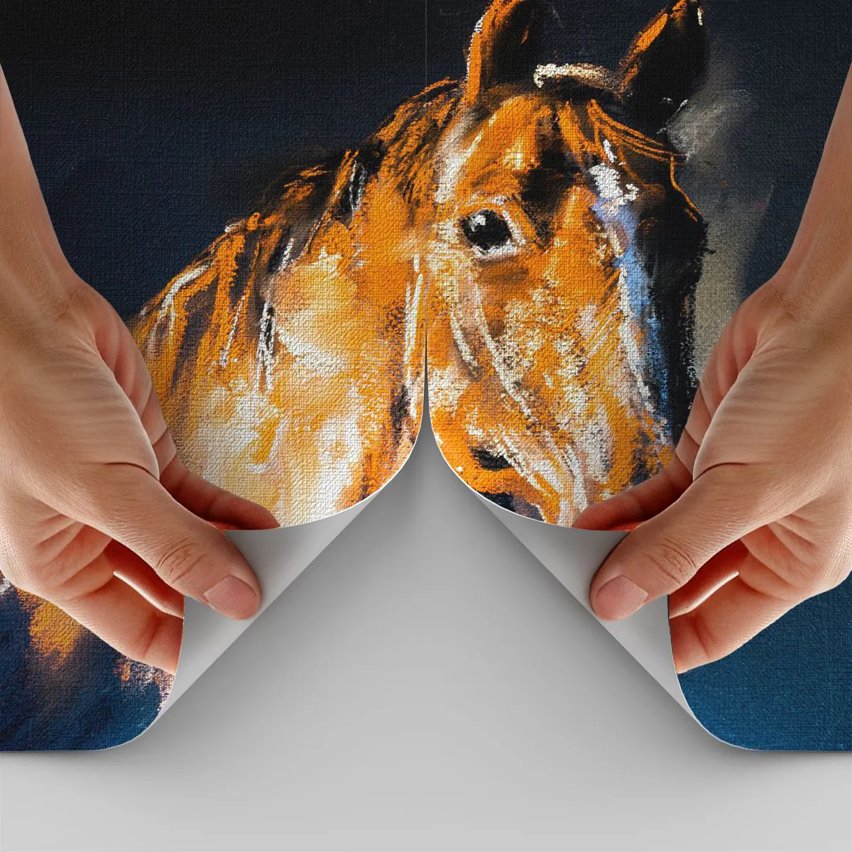 Fototapet Premium Canvas - Hvad så, skal du af sted? - Dyr, Hest, Hoppe - 100x70 cm