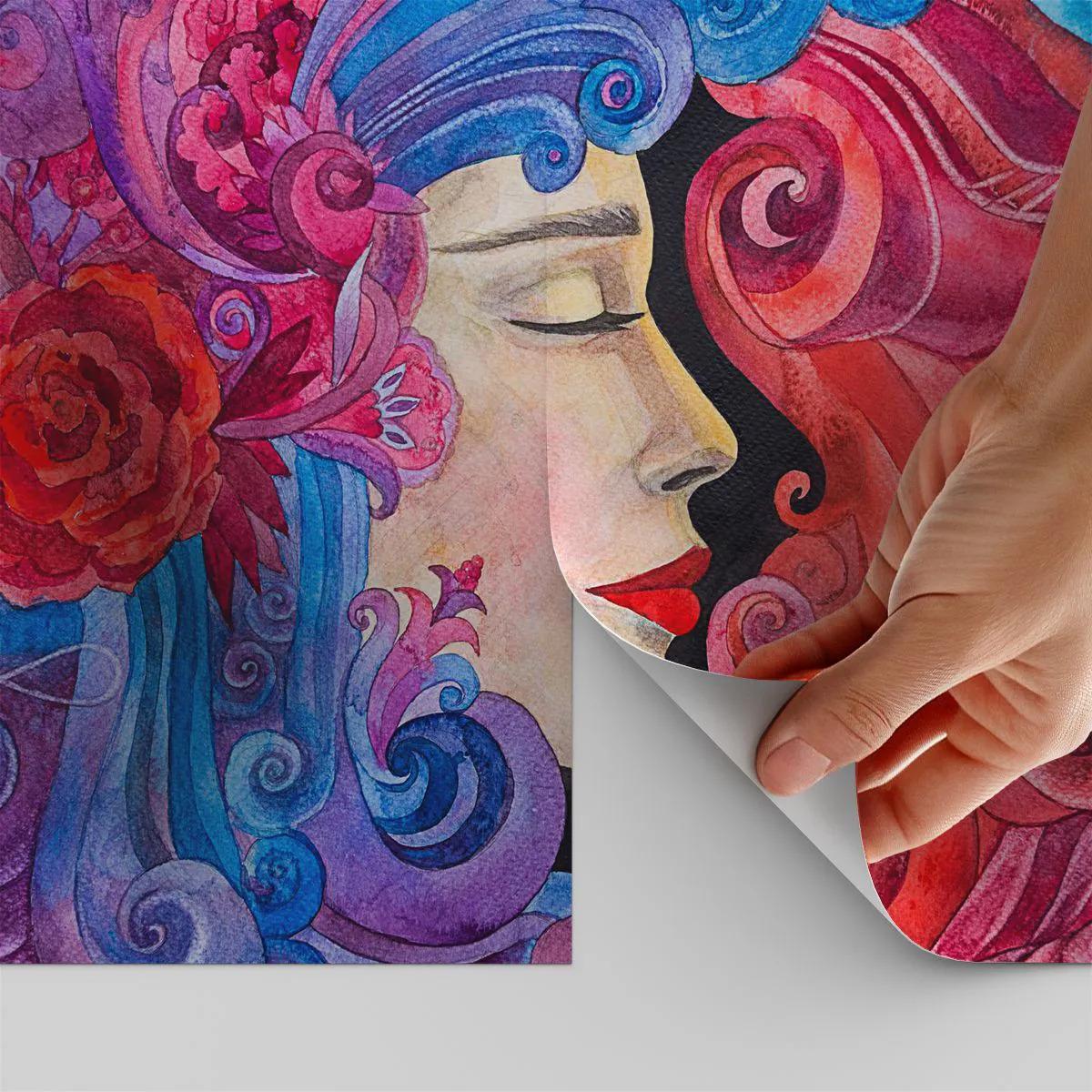 Tapet Autoadeziv Deluxe Sticker - Secesiunea mai trăiește - Femeie, Flori, Zeiţă - 100x70 cm