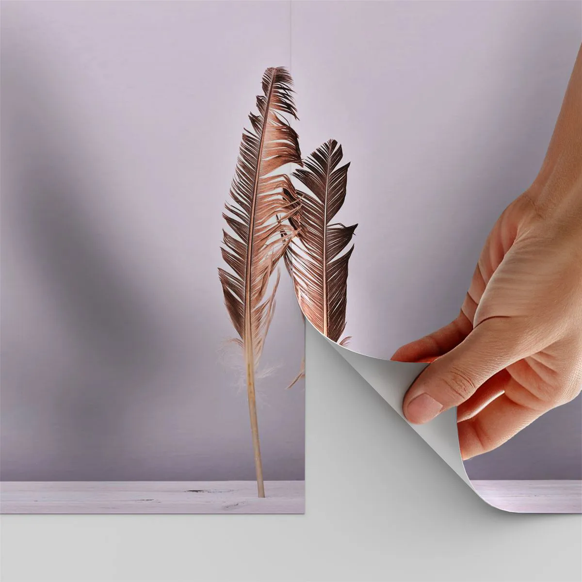 Fototapet på mål Selvklæbende Deluxe Sticker - Mod intetheden - Fuglefjer, Stykke, Grafik