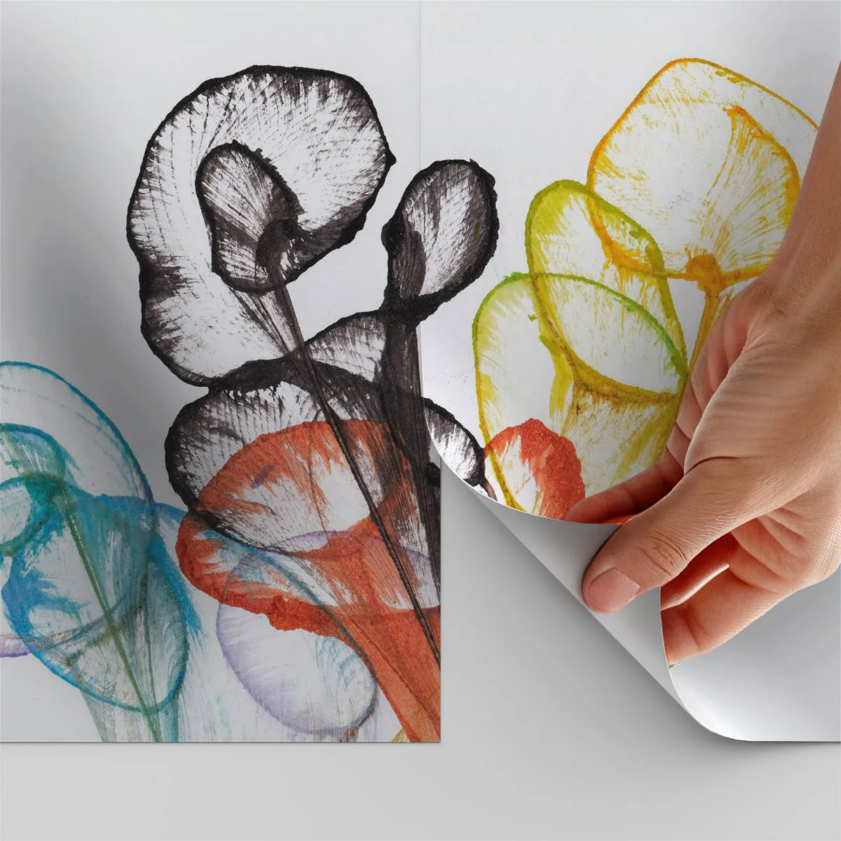 Selbstklebende Fototapete Deluxe Sticker - Blumen mit Seele - Blumen, Abstraktion, Grafik - 100x70 cm