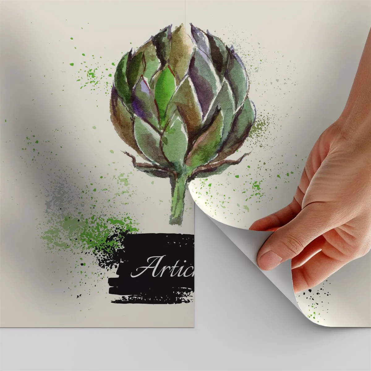 Öntapadós Fotótapéta Deluxe Sticker - Eviva zöldségek! - Articsóka, Konyha, Vízfestmény - 500x350 cm