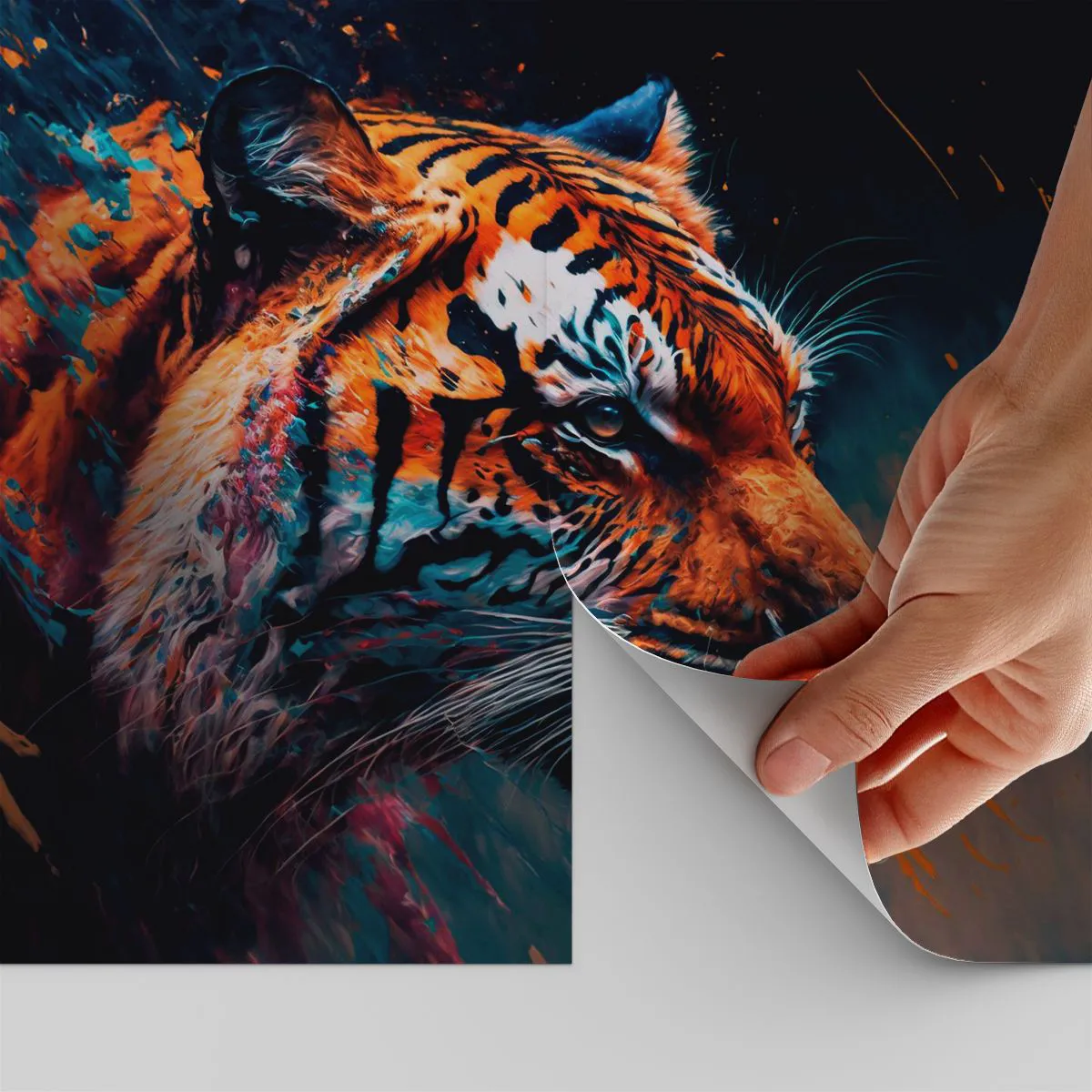 Tapet Autoadeziv Deluxe Sticker - Frumusețe sălbatică - Tigru, Colorat, Animal - 100x70 cm