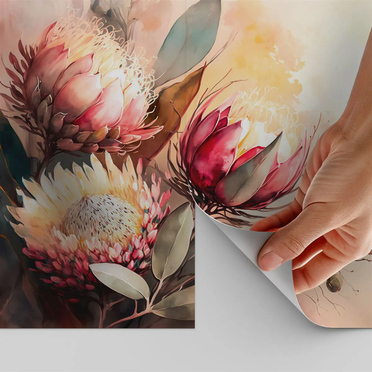 Tapet Autoadeziv Deluxe Sticker - Profil și en face - Flori, Art Deco, Botanică - 100x70 cm