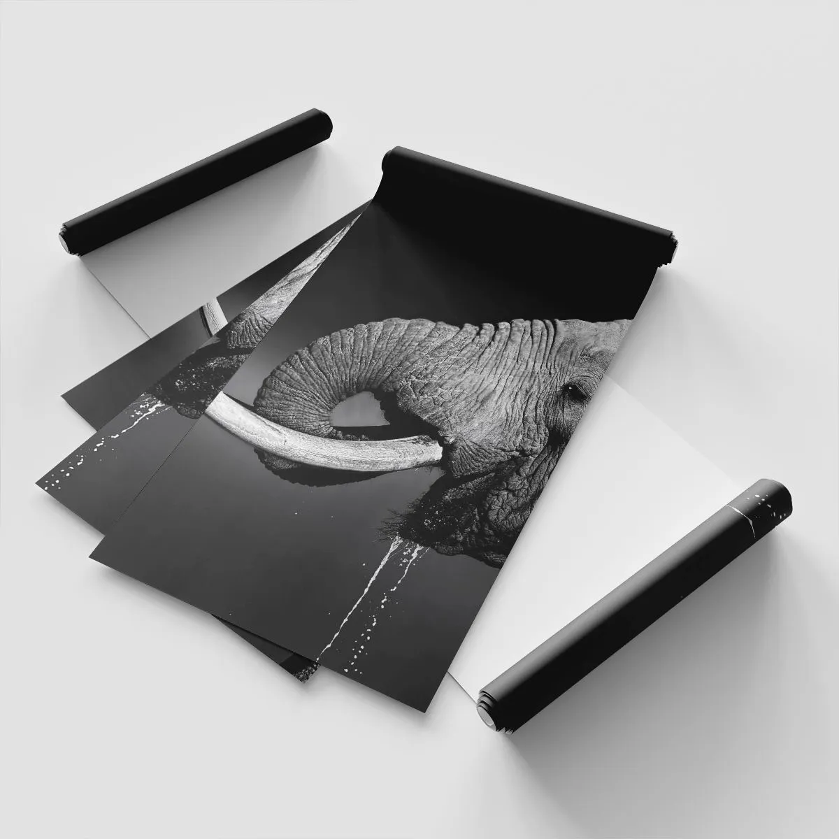 Papier Peint Photo Premium Sand - Photographie en noir et blanc d'un éléphant - 100x70cm - Oui, c'est bon maintenant - Décoration murale moderne pour le salon et la chambre ARTTOR