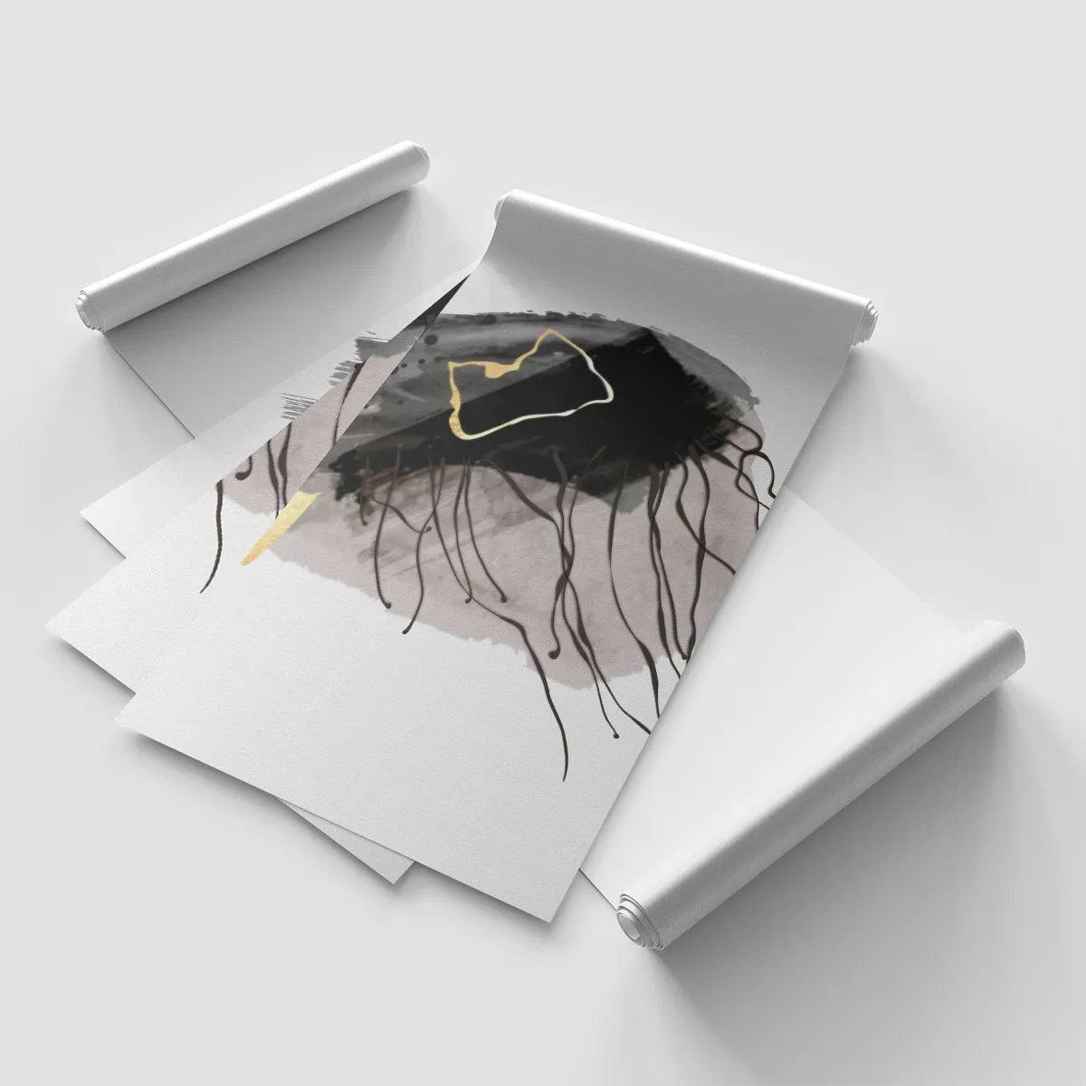 Photo Wallpaper Premium Sand - In Black and Gold - Abstraction, Piece, Graphics - 100x70 cm